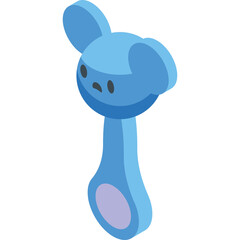 Simple Blue Cartoon Character Object With Round Ears And Oval Body On A Transparent Background