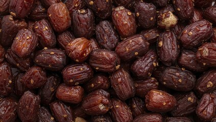 Obraz premium Medjoul dates, renowned for their large size and luscious caramel flavor, are a nutritious choice rich in fiber and potassium, combining gourmet taste with health benefits.