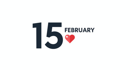 A Graphic Display Symbolizing the Fifteenth of February with a Heart Accentuation for Romance and Affection