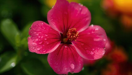 Close-up shots of vibrant flowers bathed in natural light, capturing their vivid colors and fresh scent after a light rain.