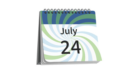 Calendar display showcasing July 24th with a vortex background symbolizing an important upcoming day highlighted for planning and reminders