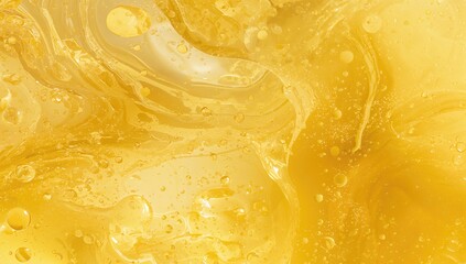 Composite image featuring golden yellow oil bubble patterns. Suitable as a backdrop, banner background, or 3D mapping texture.