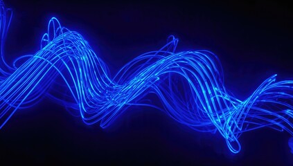 Glowing spiral and strip patterns with neon colors on a dark backdrop