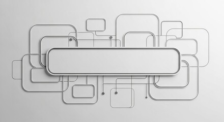 Abstract interconnected rounded rectangles and squares forming a network on a light gray background