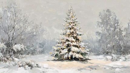 Fototapeta premium oil painting of elegant christmas tree