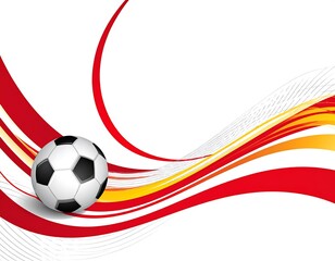Abstract soccer background with dynamic red and yellow waves