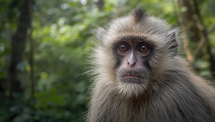 Obraz premium Close-up Shots of Gray Langur Monkeys - Primate Portraits