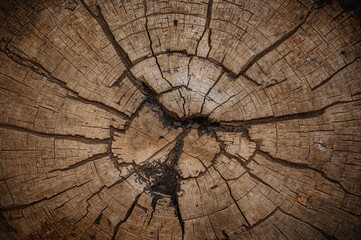 Segment of aged timber with fractures