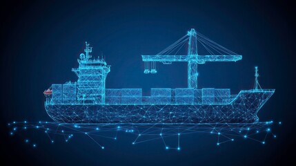 Fototapeta premium Abstract container ship, digital art