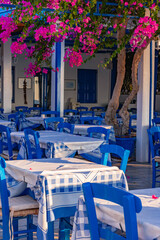 cafe in the city of santorini greece
