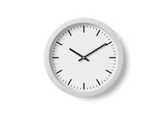 An isolated clock shows the time as ten minutes past ten rendered in grayscale