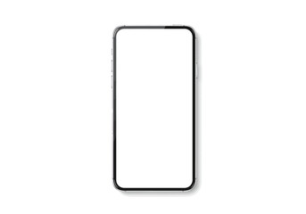 Front view of a gray smartphone featuring a blank white screen