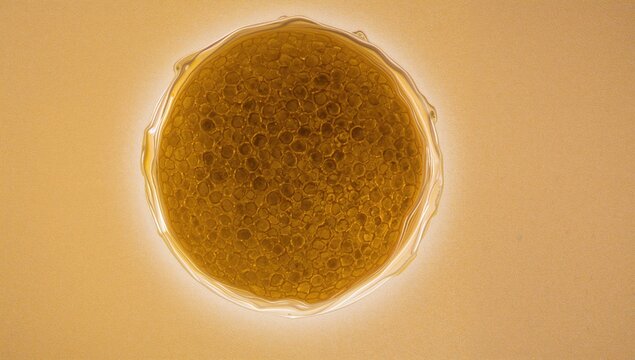 Close-up view of yellow pigmented Vibrio cholerae colonies on TCBS medium