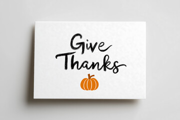Give thanks thanksgiving pumpkin fall autumn holiday greeting card art