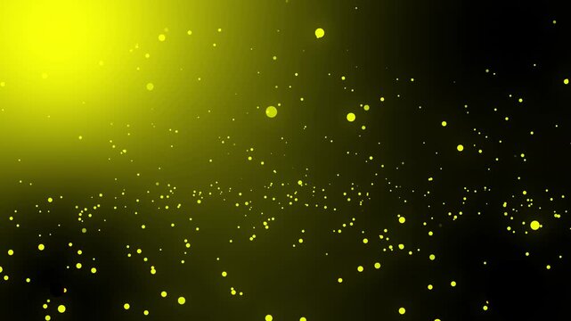 Yellow particles glowing bounce rotation loop background .4k HD video 