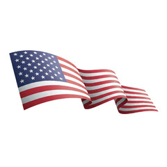 Fototapeta premium Waving American flag isolated on a white background with red, white, and blue colors.