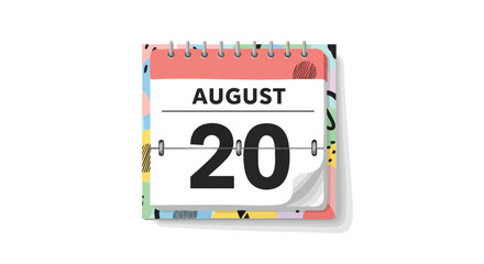 August 20th Calendar Date Illustration Featuring Abstract Colorful Designs and Clean Presentation for Personal or Business Scheduling 90 Characters