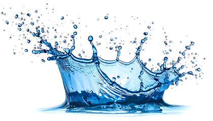 A vibrant blue liquid splash, resembling a crown, against a black background