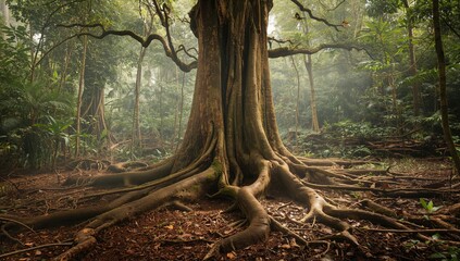Tree roots supporting the forest ground