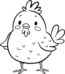 Coloring page chiken vector illustration for children. Easy to use and customize. Perfect for preschool and kindergarten worksheets, homeschooling materials, or fun activity books. Vector illustration