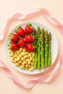 Strawberry and kiwi  Colorful Healthy fruits in plate.