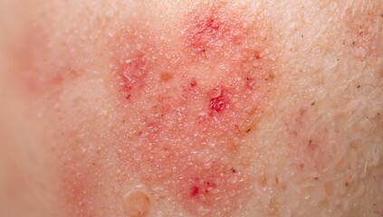 Fototapeta premium Close-up view of an autoimmune skin condition featuring red, itchy, and flaky areas - detailed macro image