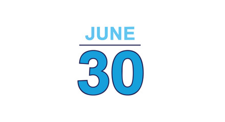Obraz premium Blue calendar icon highlighting June 30th, conveying a message of planning, appointment scheduling and reminders for the end of month