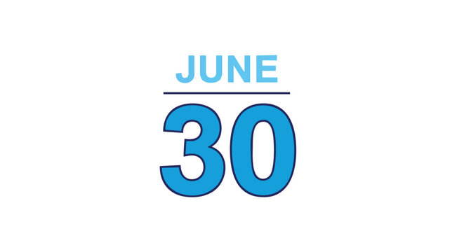 Blue calendar icon highlighting June 30th, conveying a message of planning, appointment scheduling and reminders for the end of month