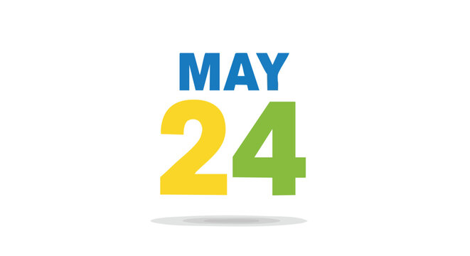 Stylized illustration showcasing may twenty-fourth date, isolated on a white background for graphic design elements and creative projects