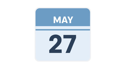 Calendar illustration indicating the date of May 27th highlighting upcoming events and scheduling important activities or appointments in the month