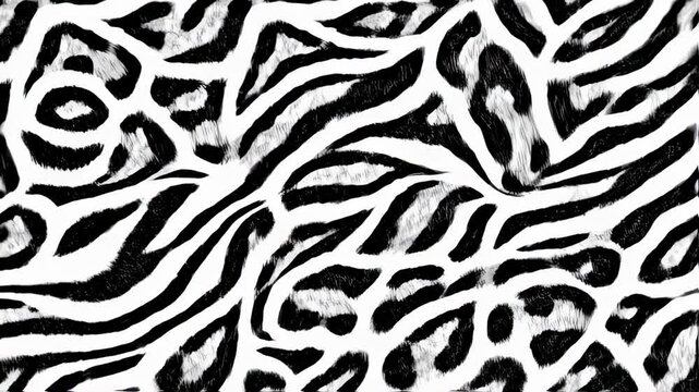 Abstract monochrome animalistic pattern. Black and white textured design with shapes. Animal print