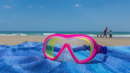Brightly Colored Swimming Goggles in Pink, Purple, Yellow, and Blue