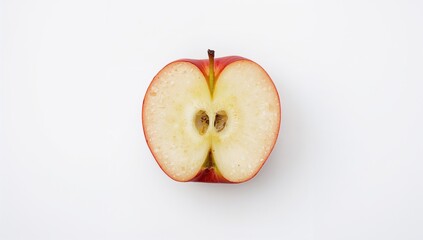 Apple slices separated on a white backdrop