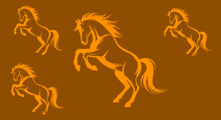 Wild horses prancing and rearing in a dynamic equestrian display of freedom art