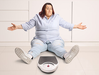 Overweight woman fed up of weight struggle