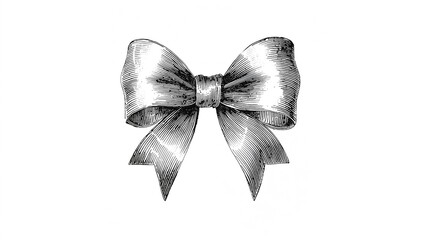 Vintage style engraving of an archery bow against a plain white background