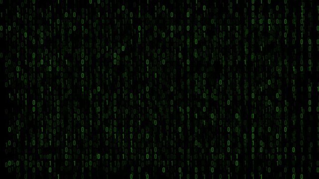 Glowing Green Binary Data Stream Background