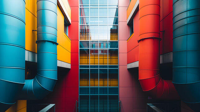 Colorful Building Facade, isolated on white background