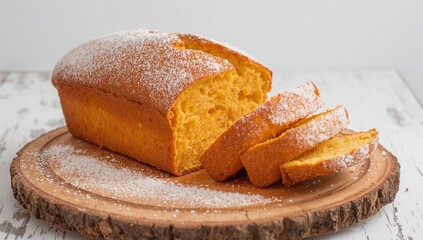 Freshly baked citrus loaf dusted with sugar