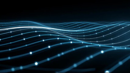 Digital Waveform: A mesmerizing digital waveform dances across a dark canvas, its radiant lines suggesting the intricate pulse of technology and innovation.  - Powered by Adobe