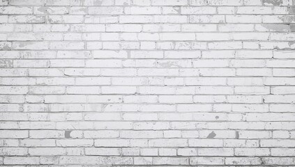 Fototapeta premium Textured Surface of White Rectangular Bricks with Aged, Stained Plaster