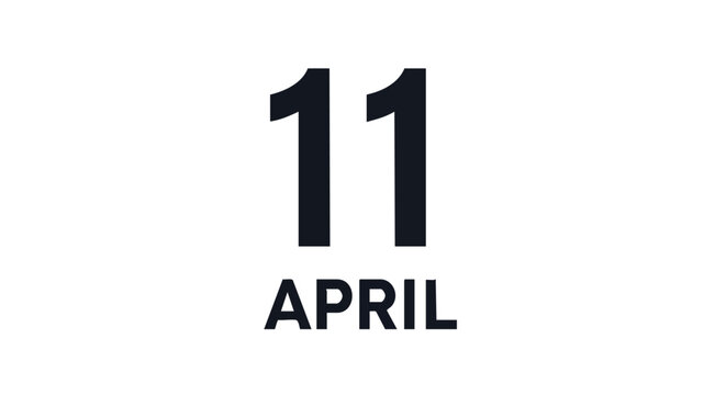 Minimalist Reminder of April 11th Date for Important Events, Schedule Planning, or Social Media Content with Clean Typography and Design