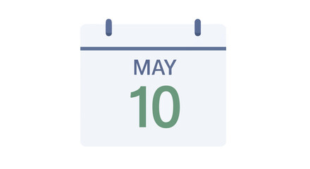 May Tenth Minimalist Calendar Reminder Icon Depicting Scheduled Events and Important Deadlines for Organization and Planning