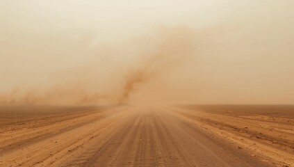 Blurred scene of a desert dust storm with airborne sand particles
