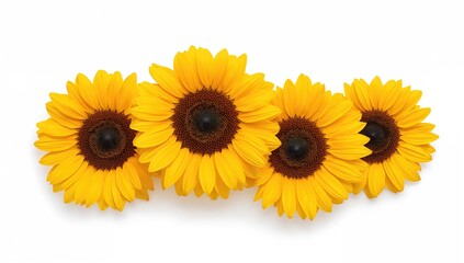 Bright yellow sunflowers against a plain white background