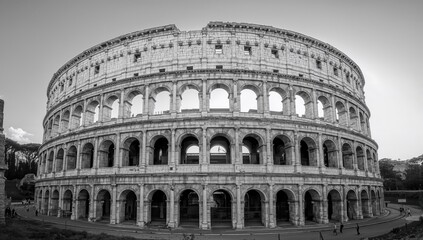 Fototapeta premium Black and white depiction of an ancient amphitheater