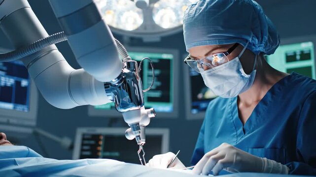 Close-up of Robotic Arm Assisting in Precision Surgery