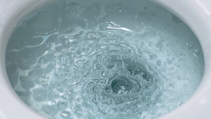 Detailed view of water swirling in a toilet bowl