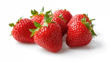 Fresh Strawberries Against a White Background