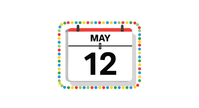 Festive May 12th Calendar Page with Cheerful Polka Dot Border and Clear Date Display